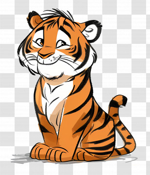 Cartoon Tiger - Adorable Cartoon Tiger Character Transparent PNG