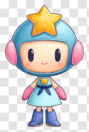 Acrobat Aqua - Star-Helmet Kawaii Character Transparent PNG