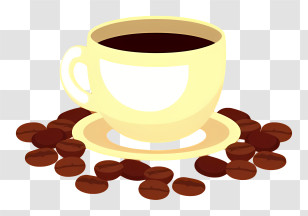 Bean - Yellow Coffee Cup With Coffee Beans Transparent PNG