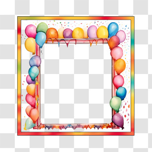 Birthday Frame - Colorful Balloon Frame For Parties And Celebrations Transparent PNG