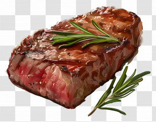 Meat Steak - Grilled Steak With Fresh Rosemary Transparent PNG