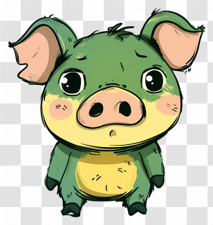Cartoon Pig - Cute Cartoon Pig Illustration With Adorable Expression Transparent PNG