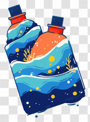 Marine Pollution - Artistic Colorful Bottles Design Transparent PNG