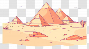 Pyramids Of Giza - Pyramids In Desert Landscape Art Transparent PNG