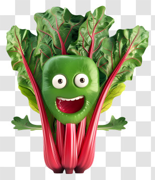 3d Cartoon Vegetable - Smiling Swiss Chard Cartoon Transparent PNG