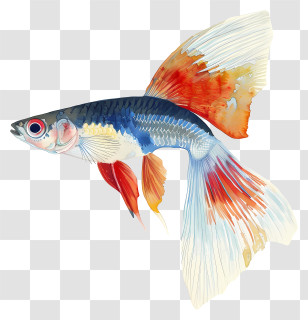 Guppy - Colorful Guppy Fish With Vibrant Fins And Scales Transparent PNG