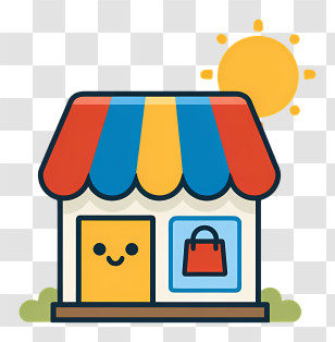 Market With Awning - Small Cute Doodle House Transparent PNG