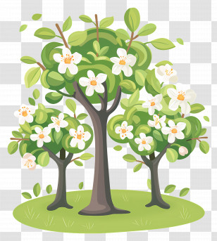 Flower Tree - Illustration Of Flowering Trees In Spring Transparent PNG