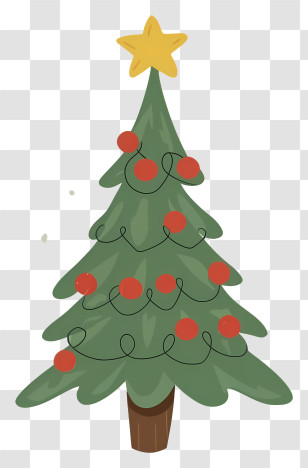 Christmas Tree - Christmas Tree Decorated With Ornaments Transparent PNG
