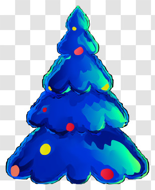 Christmas Tree - Blue Christmas Tree With Ornaments Transparent PNG
