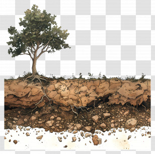 Soil Land - Tree With Roots In Soil Transparent PNG
