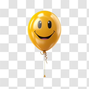 Balloon Emoji - Yellow Balloon With Smiley Face Transparent PNG