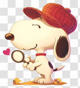 Love Snoopy - Cartoon Dog Detective With Magnifying Glass Transparent PNG