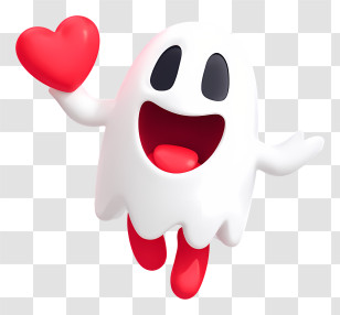 Cartoon Ghost Heart - Friendly Ghost Holding Heart Transparent PNG