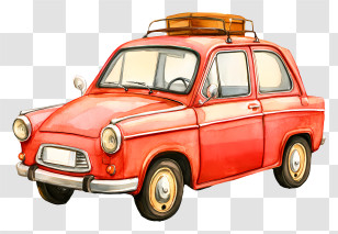 Watercolor Car - Vintage Red Car For Travel Transparent PNG