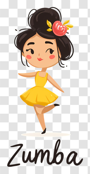 Zumba Logo - Cartoon Zumba Dancer In Yellow Dress Transparent PNG