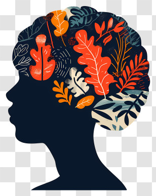 Brain Mind - Head Silhouette With Leaves Illustration Transparent PNG