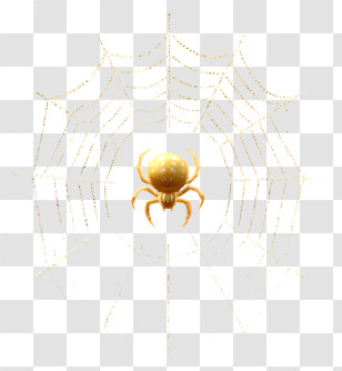 Spider Web - Golden Spider On Glitter Web Transparent PNG
