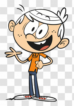 Lincoln Loud - Boy In Orange Shirt Cartoon Character Smiling Transparent PNG