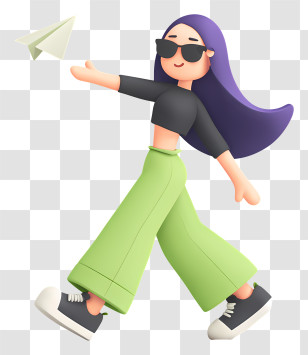 Girl Throwing Paper Airplane - Trendy Girl Throwing Paper Plane Transparent PNG