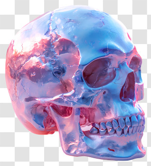 Skull - Colorful Artistic Human Skull Transparent PNG