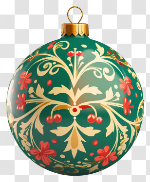 Green Ornament - Elegant Green Christmas Ornament With Red And Gold Design Transparent PNG