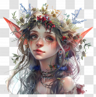 Elf Fantasy - Enchanting Fantasy Elf Girl Artwork Transparent PNG
