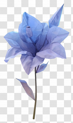 Digital Flower - Blue Origami Flower Transparent PNG