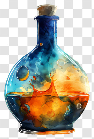 Laboratory Flask - Colorful Fantasy Magical Potion Bottle Transparent PNG