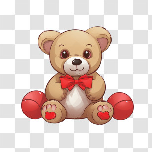 Teddy Bear Day - Brown Teddy Bear With Red Details Cartoon Artwork Transparent PNG