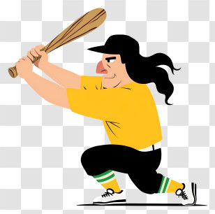 Baseball Player - Baseball Player In Yellow Ready To Swing Transparent PNG
