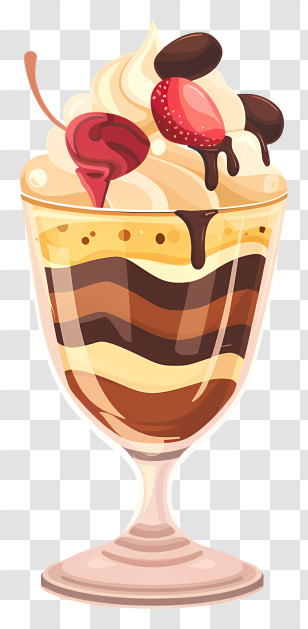 Ice Cream Dessert - Delicious Chocolate Parfait With Cherries Transparent PNG