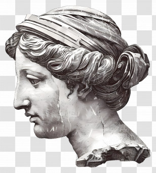 Greek Sculpture - Classical Statue Head Illustration Transparent PNG