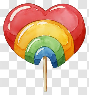 Cartoon - Rainbow Heart-Shaped Lollipop Transparent PNG