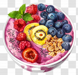 Smoothie Bowl - Smoothie Bowl With Fruit Toppings Transparent PNG
