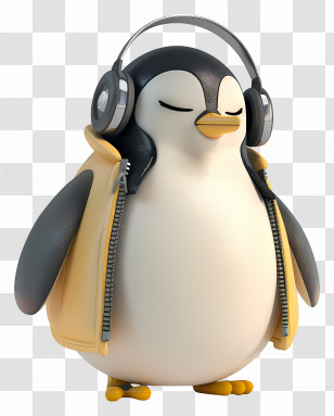 3d Little Penguin - Cool Penguin With Headphones And Jacket Transparent PNG