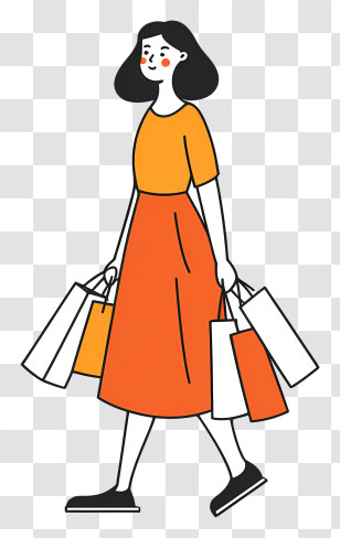 Woman Carrying Shopping Bags - Woman Walking With Shopping Bags Transparent PNG
