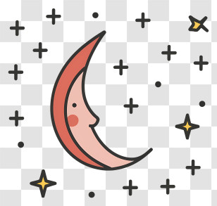 Red Crescent Moon - Red Crescent Moon With Stars In The Night Sky Transparent PNG