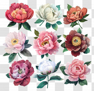 Peony Flower - Hand-Painted Peony Flowers In Watercolor Style Transparent PNG