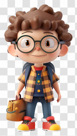 School Student - Cartoon Boy With Backpack And Glasses Transparent PNG