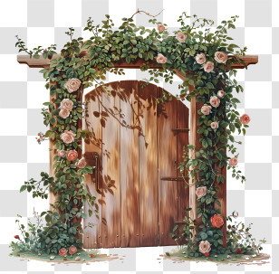 Wooden Garden Gate - Beautiful Garden Archway With Flowers Transparent PNG