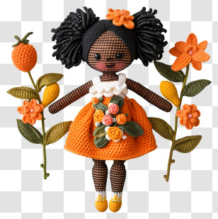 Amigurumi Doll - Crochet Doll With Flowers Transparent PNG