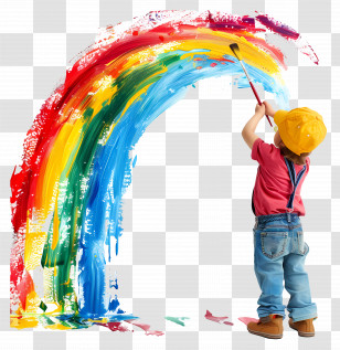 Kid - Child Painting A Colorful Rainbow Transparent PNG