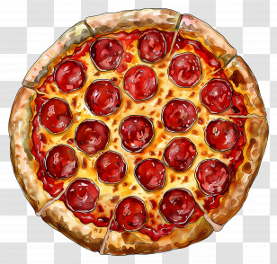 Pepperoni Pizza - Delicious Pepperoni Pizza Illustration Transparent PNG