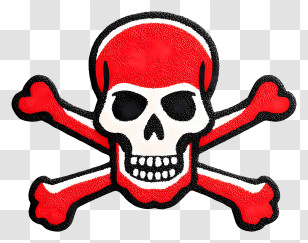 Pirate Skull And Crossbones - Red Skull And Crossbones Symbol Transparent PNG