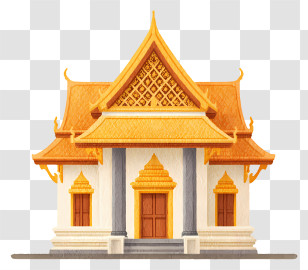 Traditional Thai Temple - Golden Thai Temple Illustration Transparent PNG
