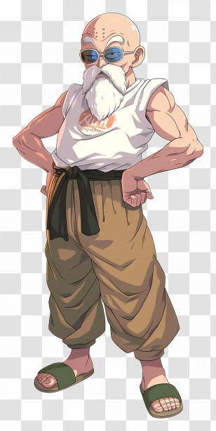 Master Roshi - Cartoon Character In Casual Outfit Transparent PNG