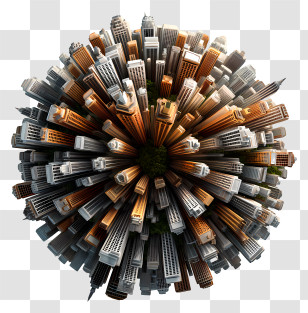 City Scape Artwork Topview - Globe Of City Buildings Transparent PNG