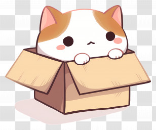 Cat In Box - Adorable Cat Sitting In A Box Transparent PNG