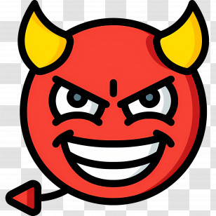 Devil Emoji - Smiling Red Devil Emoji Illustration Transparent PNG